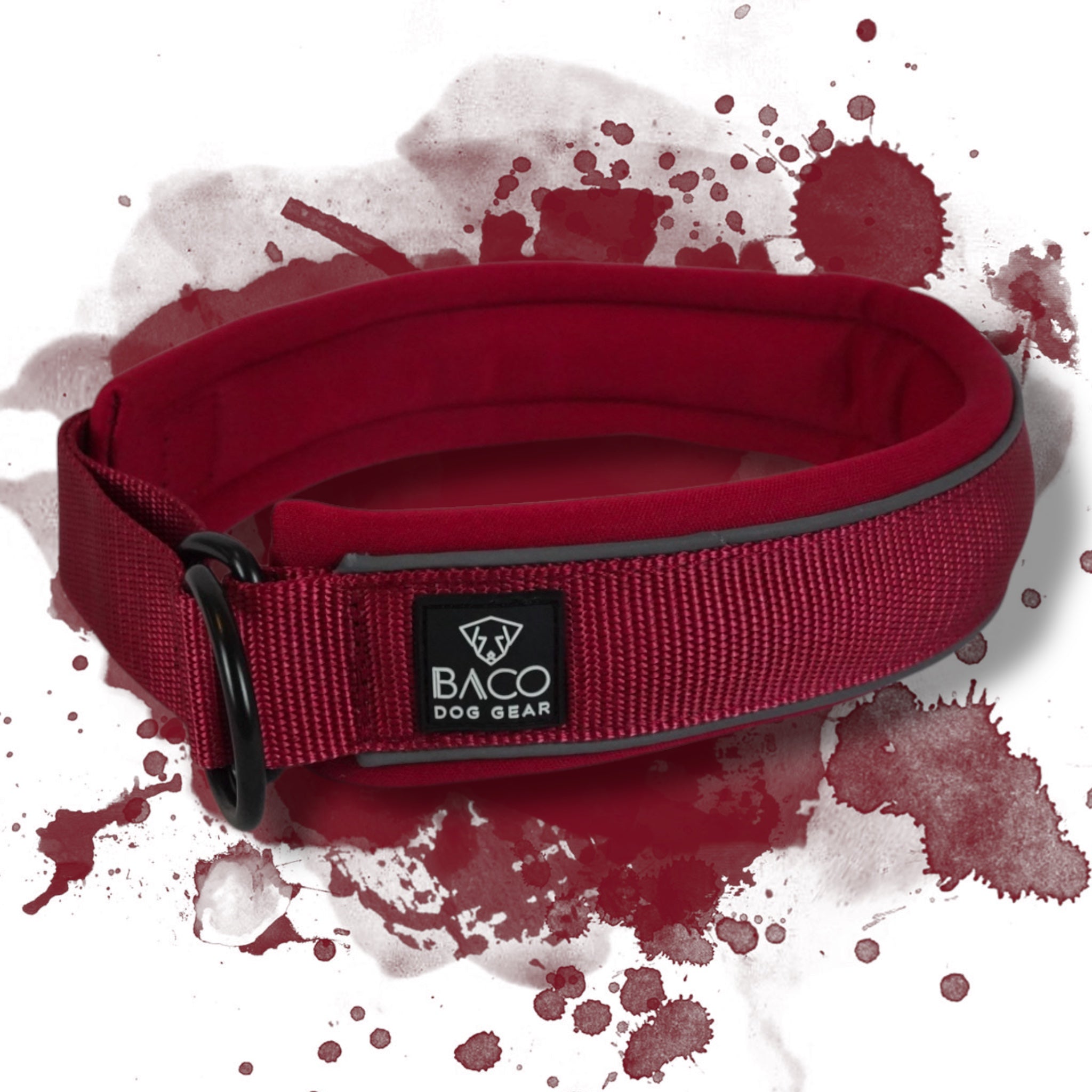 Hundehalsband BACO Zugstop Bordeaux Rot XXL |5cm |56-64cm